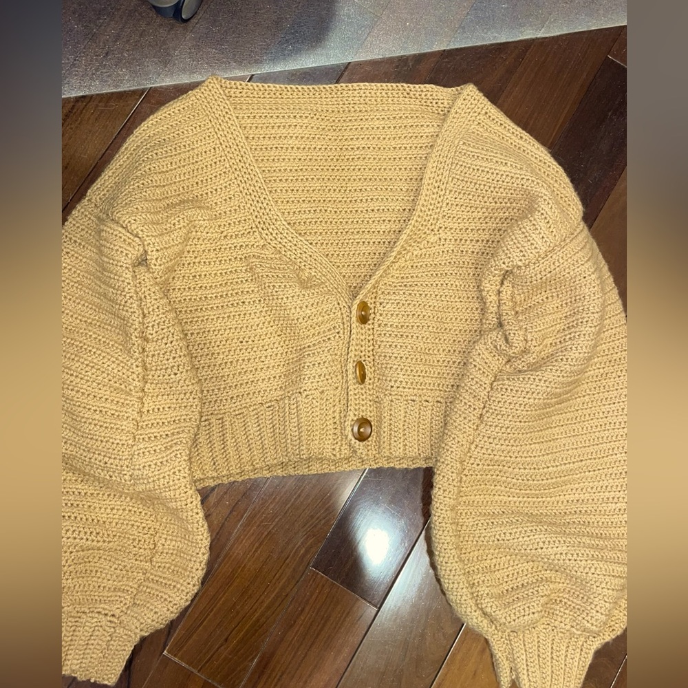 Beautiful handmade crocheted cardigan with balloon sleeves